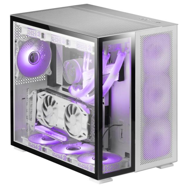 Mars Gaming - MC-Nova, Torre Gaming Custom XXL E-ATX Aluminio, Doble Ventana Completa Cristal Templado, Estructura Modular Doble