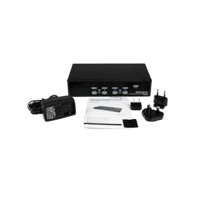 StarTech.com - Conmutador Switch KVM 4 Puertos de Vídeo VGA USB 2.0 - 1U Rack Estante