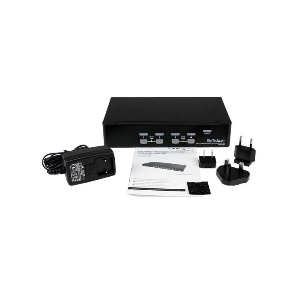 StarTech.com - Conmutador Switch KVM 4 Puertos de Vídeo VGA USB 2.0 - 1U Rack Estante