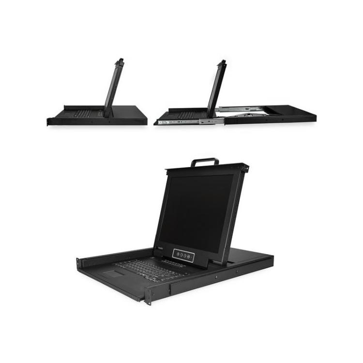 StarTech.com - Consola KVM de 16 Puertos para Montaje en Rack con Cables de 1,8m - Teclado QWERTY - Conmutador KVM integrado con