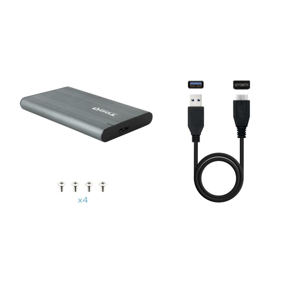 TooQ - Caja Externa para Discos de 2,5” HDD/SSD, Gris