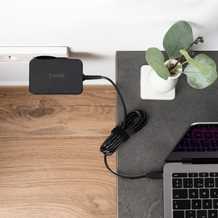 TooQ - Cargador de portátil GAN USB-C PD3.0 90W, Negro
