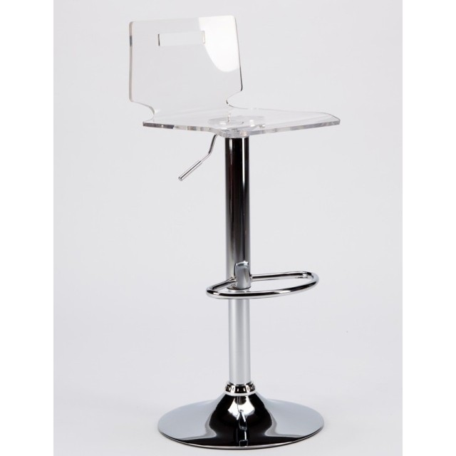 Taburete DOWN, cromado, acrÃ­lico transparente