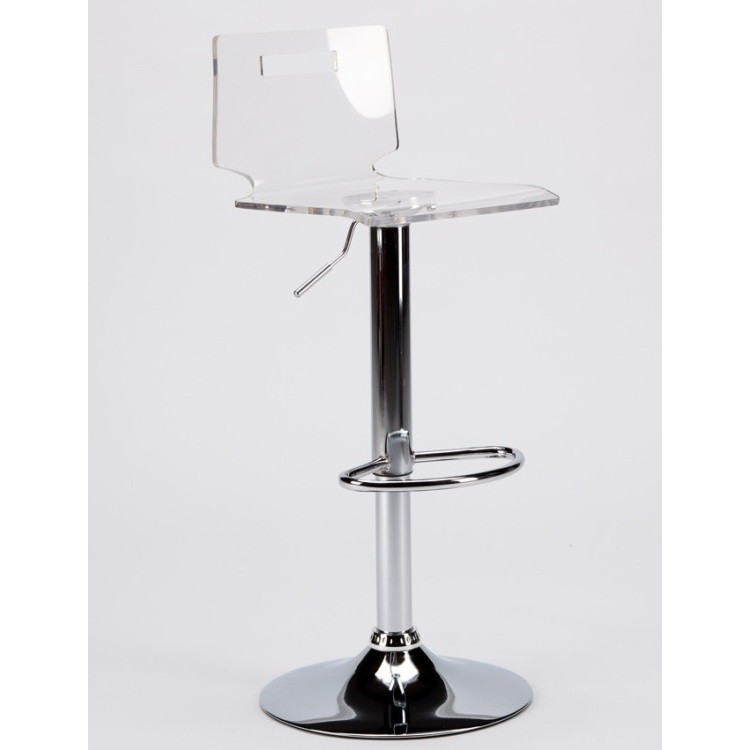 Taburete DOWN, cromado, acrÃ­lico transparente