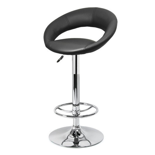 Taburete LUXUS ( L ), cromado, similpiel negra