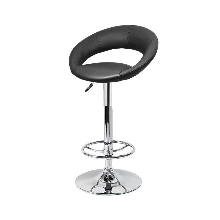 Taburete LUXUS ( L ), cromado, similpiel negra