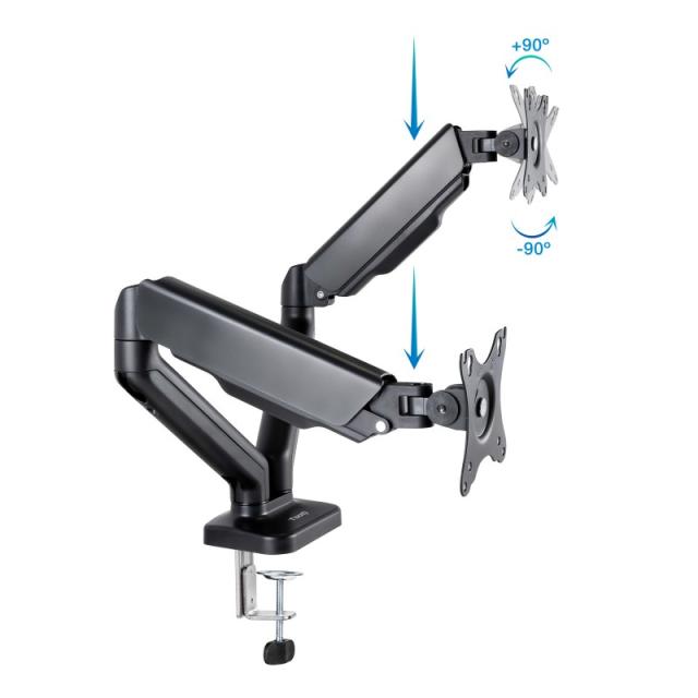 TooQ - Soporte de Mesa para 2 Pantallas 17"-32", Negro - DB5132TNR-B