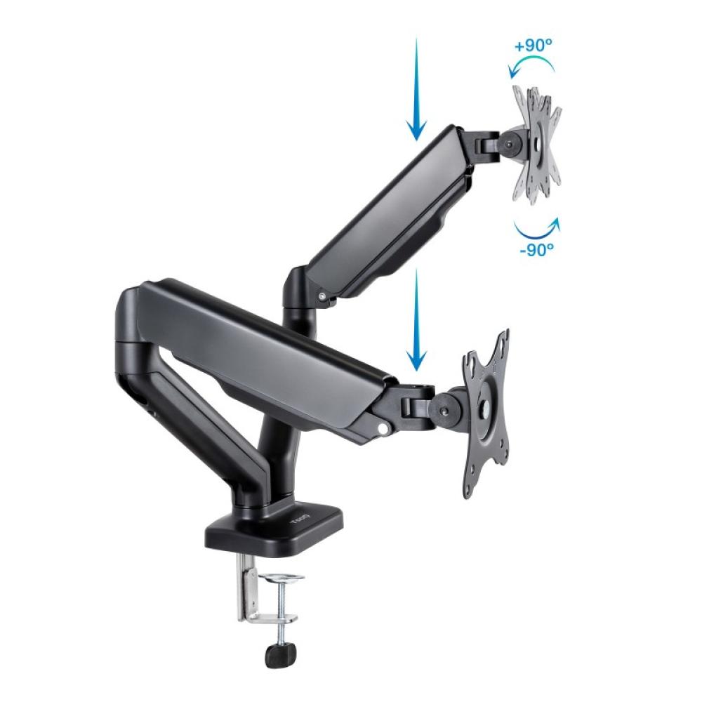 TooQ - Soporte de Mesa para 2 Pantallas 17"-32", Negro - DB5132TNR-B