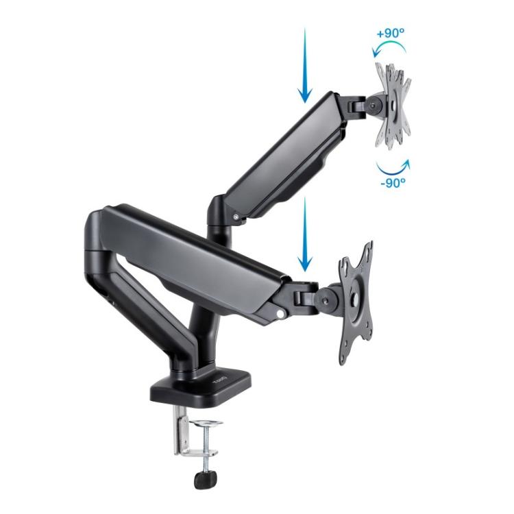 TooQ - Soporte de Mesa para 2 Pantallas 17"-32", Negro - DB5132TNR-B