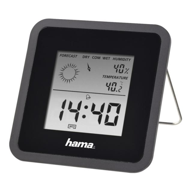Hama - Termómetro e Higrómetro Digital, con Reloj y Previsión Meteorológica (Control de Temperatura Digital con termómetro e hig