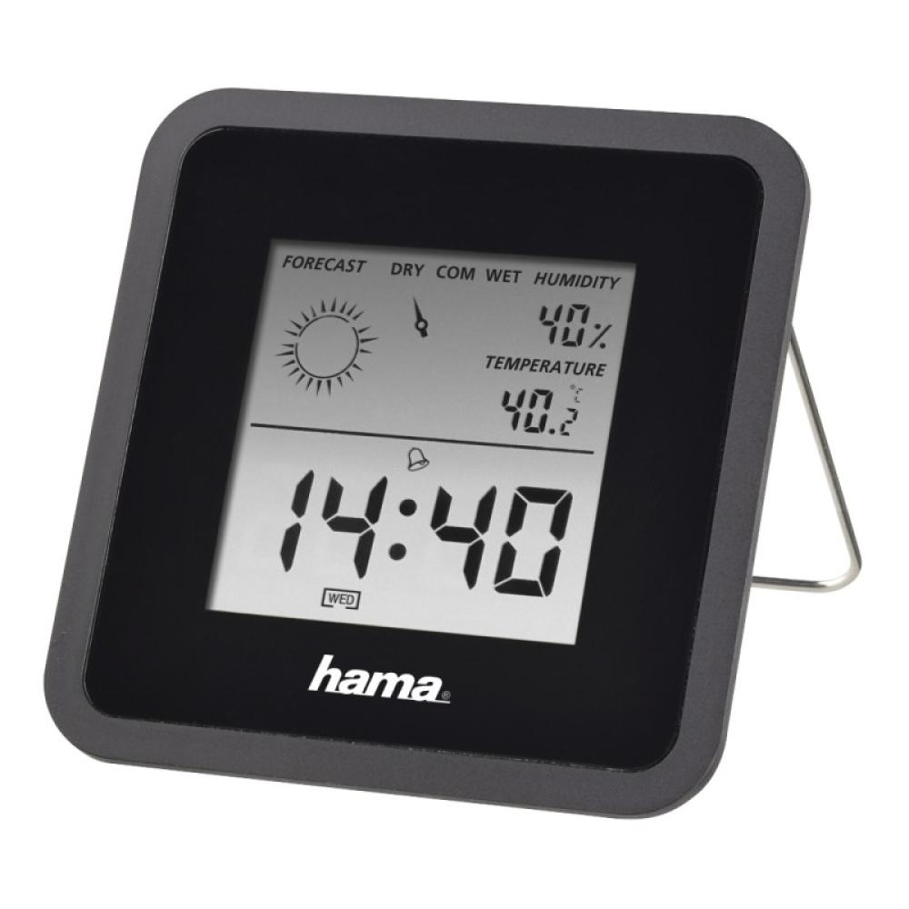 Hama - Termómetro e Higrómetro Digital, con Reloj y Previsión Meteorológica (Control de Temperatura Digital con termómetro e hig