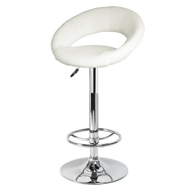 Taburete LUXUS ( L), cromado, similpiel blanca