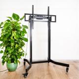 TooQ - LUX Soporte de Suelo con Ruedas y Regulación Eléctrica de Altura para Pantallas 55"-100", Negro