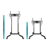 TooQ - LUX Soporte de Suelo con Ruedas y Regulación Eléctrica de Altura para Pantallas 55"-100", Negro