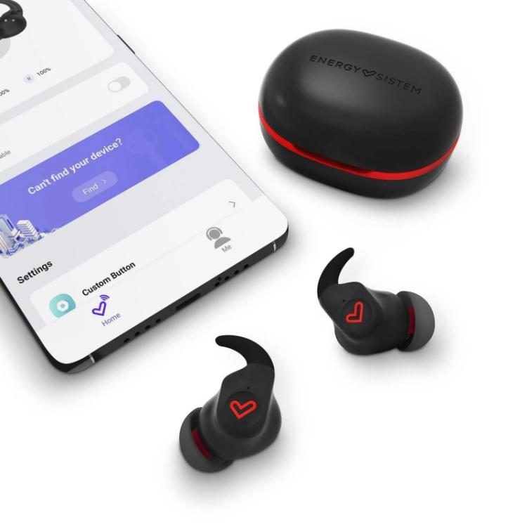 Energy Sistem - Freestyle Auriculares True Wireless Stereo (TWS) Dentro de oído Deportes Bluetooth Negro, Rojo