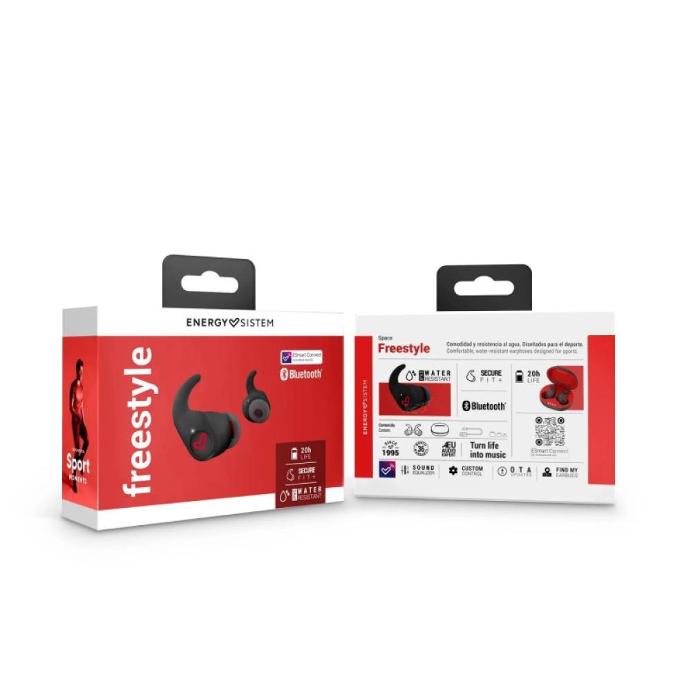 Energy Sistem - Freestyle Auriculares True Wireless Stereo (TWS) Dentro de oído Deportes Bluetooth Negro, Rojo