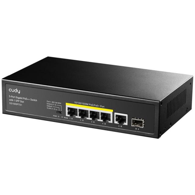 Cudy - GS1005PTS1 switch Gigabit Ethernet (10/100/1000) Energía sobre Ethernet (PoE) Negro