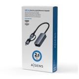 AISENS - Conversor USB3.2 Gen1 USB-A+USB-C a Ethernet 2.5G 10/100/1000/2500 Mbps, Gris, 15cm