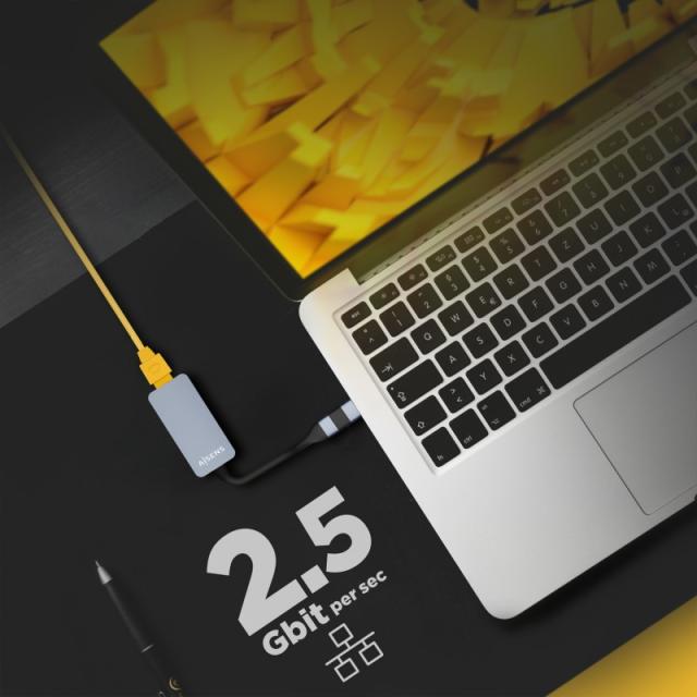 AISENS - Conversor USB3.2 Gen1 USB-A+USB-C a Ethernet 2.5G 10/100/1000/2500 Mbps, Gris, 15cm