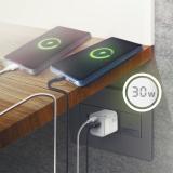 AISENS - Cargador Gan 30W, 1xUSB-C PD3.0 QC4.0, 1xUSB-A QC3.0, Blanco - ASCH-30W2P004-W