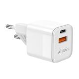 AISENS - Cargador Gan 20W, 1xUSB-C PD3.0 QC4.0, 1xUSB-A QC3.0, Blanco - ASCH-20W2P002-W