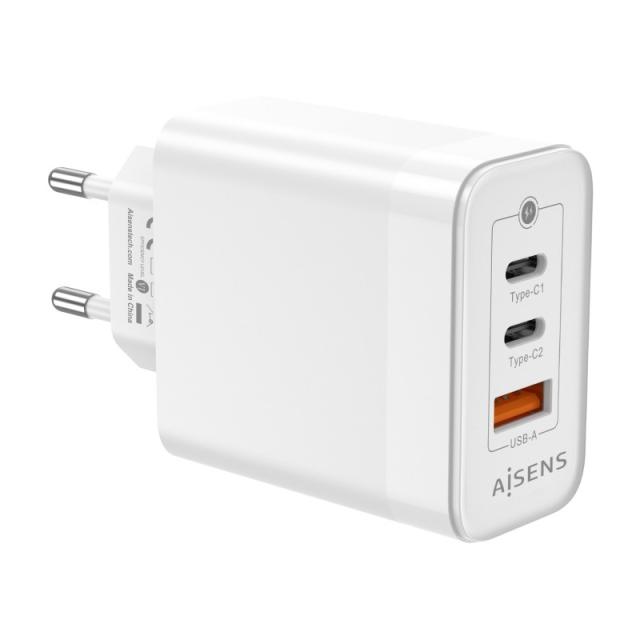AISENS - Cargador Gan 65W, 2xUSB-C PD3.0 QC4.0, 1xUSB-A QC3.0, Blanco - ASCH-65W3P007-W