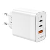 AISENS - Cargador Gan 65W, 2xUSB-C PD3.0 QC4.0, 1xUSB-A QC3.0, Blanco - ASCH-65W3P007-W