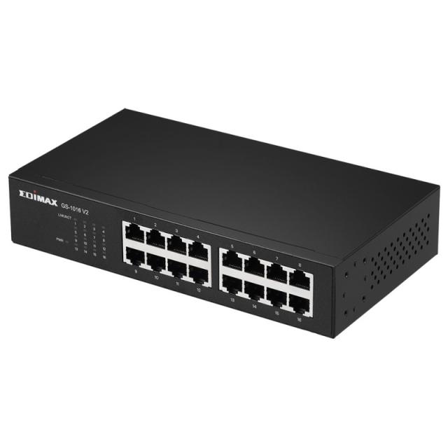 Edimax - GS-1016 V2 switch Gestionado Gigabit Ethernet (10/100/1000) Negro
