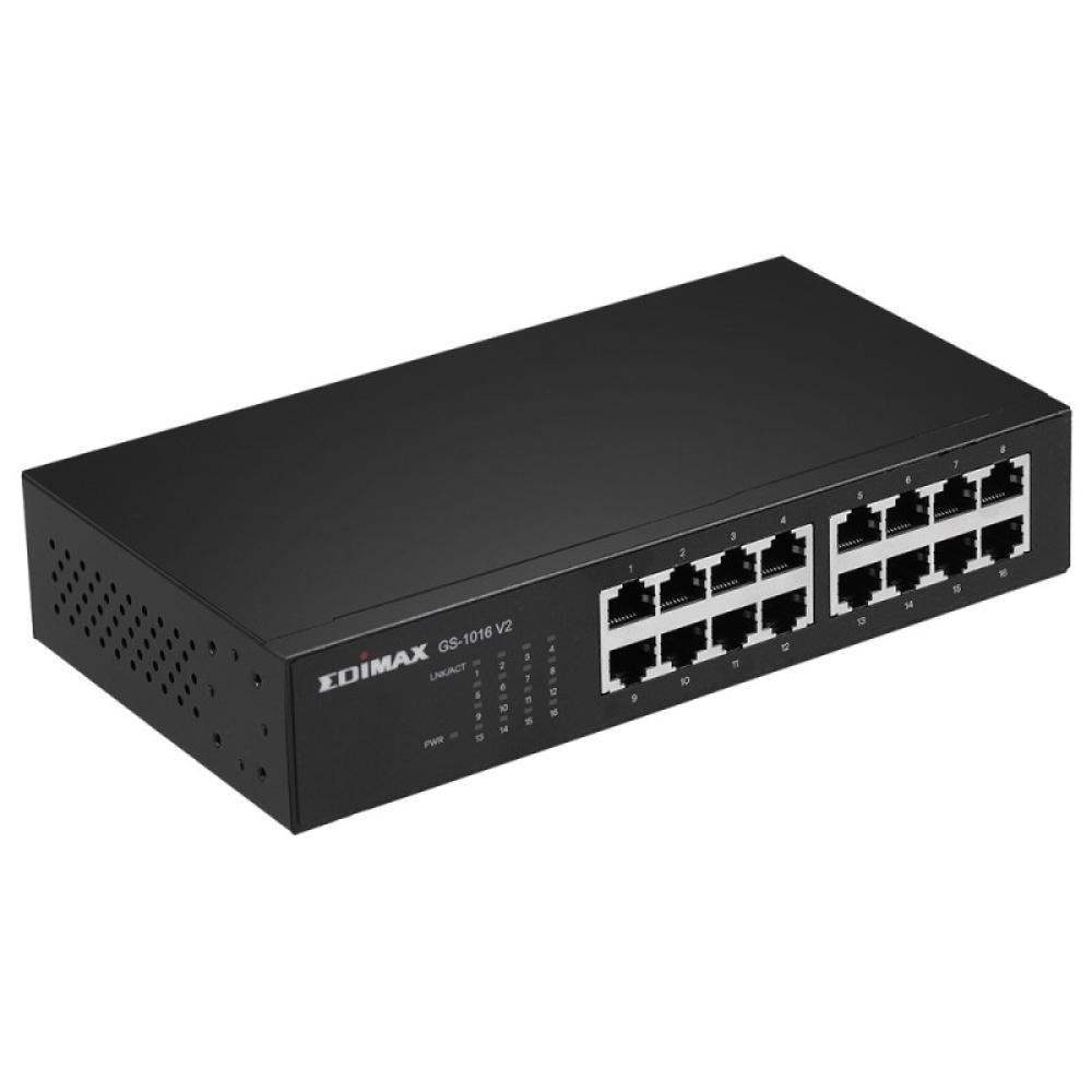 Edimax - GS-1016 V2 switch Gestionado Gigabit Ethernet (10/100/1000) Negro