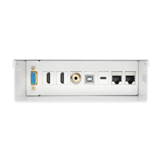 AISENS - Caja de Conexiones VGA+JACK3.5+2xHDMI+1xUSB-C+1xUSB-B+2xRJ45 Cat.6A STP, Blanco