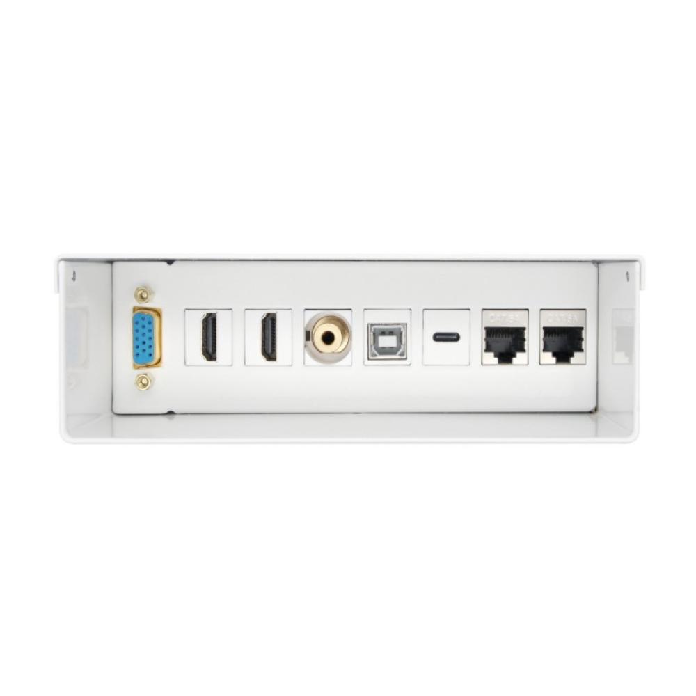AISENS - Caja de Conexiones VGA+JACK3.5+2xHDMI+1xUSB-C+1xUSB-B+2xRJ45 Cat.6A STP, Blanco