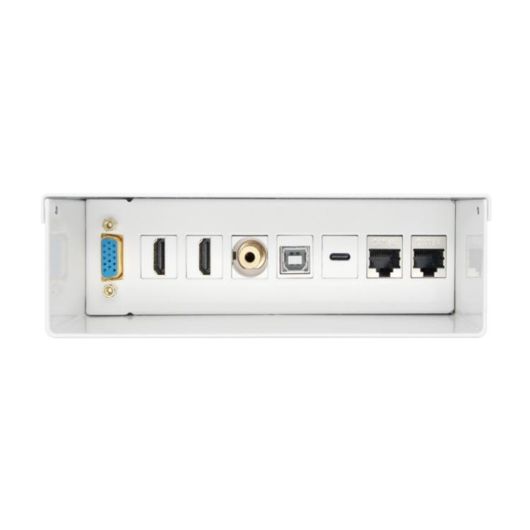 AISENS - Caja de Conexiones VGA+JACK3.5+2xHDMI+1xUSB-C+1xUSB-B+2xRJ45 Cat.6A STP, Blanco