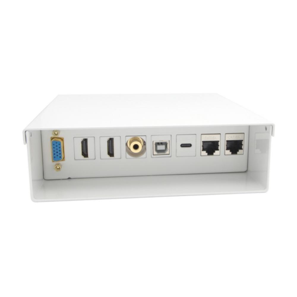 AISENS - Caja de Conexiones VGA+JACK3.5+2xHDMI+1xUSB-C+1xUSB-B+2xRJ45 Cat.6A STP, Blanco
