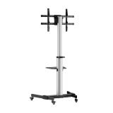 AISENS - Floor Stand with Wheel, DVD Tray for Monitor/TV 50Kg from 37-86, Black-Silver