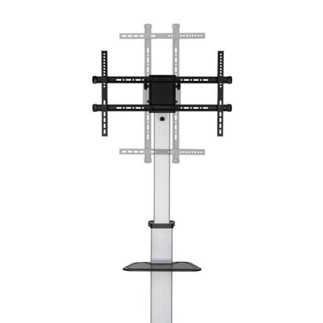 AISENS - Floor Stand with Wheel, DVD Tray for Monitor/TV 50Kg from 37-86, Black-Silver