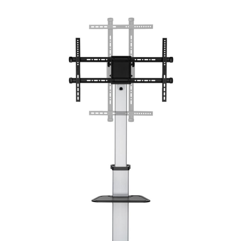 AISENS - Floor Stand with Wheel, DVD Tray for Monitor/TV 50Kg from 37-86, Black-Silver