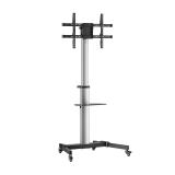 AISENS - Floor Stand with Wheel, DVD Tray for Monitor/TV 50Kg from 37-86, Black-Silver