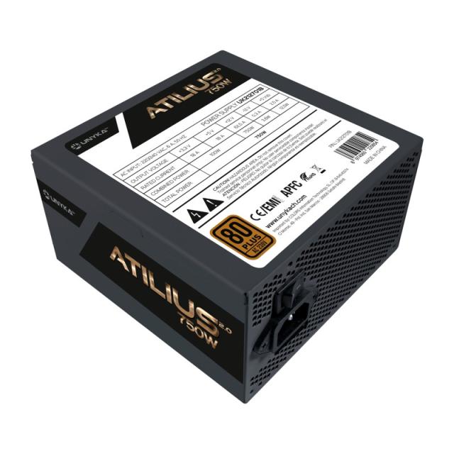 UNYKAch - ATX Atilius 2.0 Black 750W 80+ Bronze unidad de fuente de alimentación 20+4 pin ATX Negro