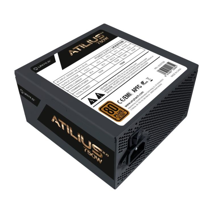 UNYKAch - ATX Atilius 2.0 Black 750W 80+ Bronze unidad de fuente de alimentación 20+4 pin ATX Negro