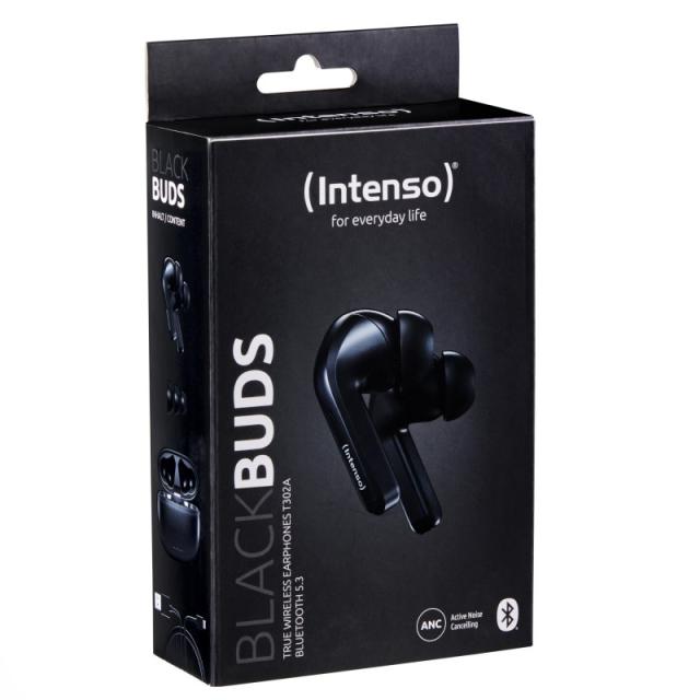 Intenso - Black Buds T300A Auriculares True Wireless Stereo (TWS) Dentro de oído Llamadas/Música/Deporte/Uso diario USB Tipo C B