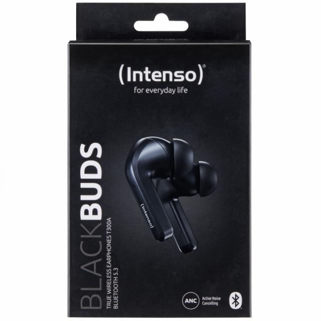 Intenso - Black Buds T300A Auriculares True Wireless Stereo (TWS) Dentro de oído Llamadas/Música/Deporte/Uso diario USB Tipo C B
