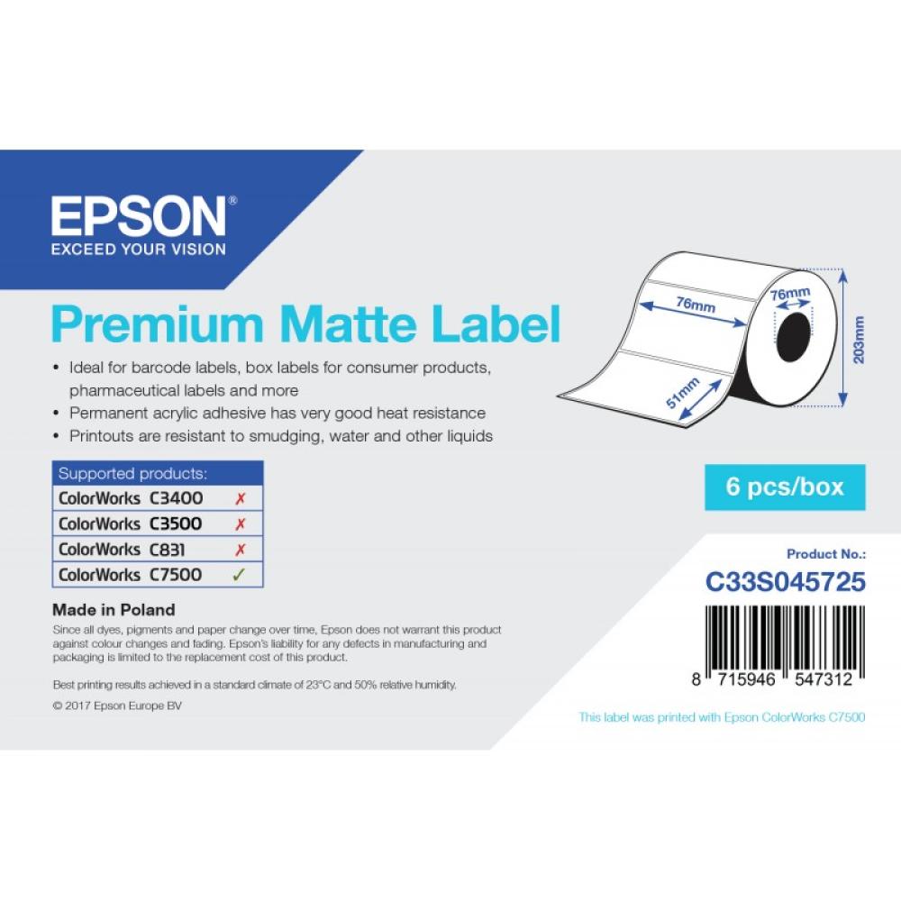 Epson - Premium Matte Label - Die-cut Roll: 76mm x 51mm, 2310 labels