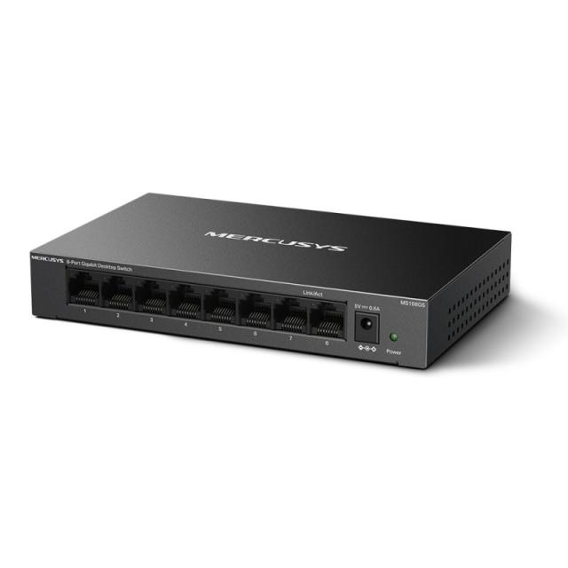 Mercusys - MS108GS switch No administrado Gigabit Ethernet (10/100/1000) Negro