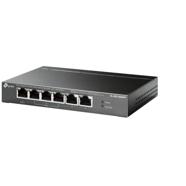 TP-Link - TL-SG1006PP switch No administrado Gigabit Ethernet (10/100/1000) Energía sobre Ethernet (PoE) Gris