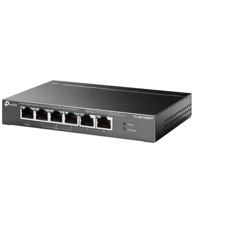 TP-Link - TL-SG1006PP switch No administrado Gigabit Ethernet (10/100/1000) Energía sobre Ethernet (PoE) Gris