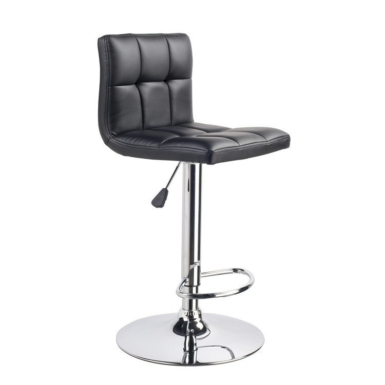 Taburete MIAMI (L), cromado, similpiel negra