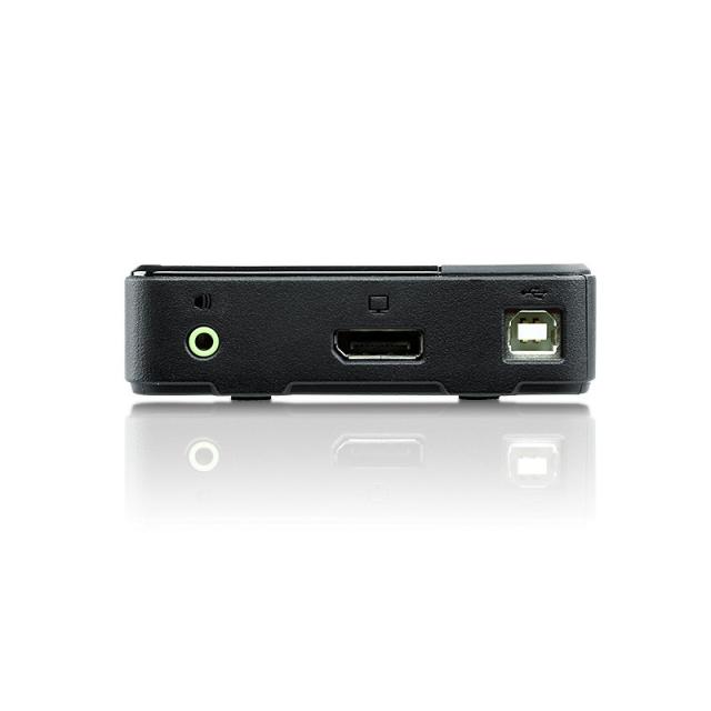 ATEN - Switch KVM DisplayPort/Audio USB de 2 puertos (compatible con 4K, cables incluidos)