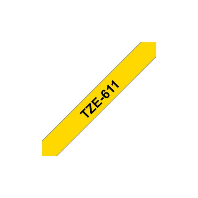 Brother - TZE-611 cinta para impresora de etiquetas Negro sobre amarillo