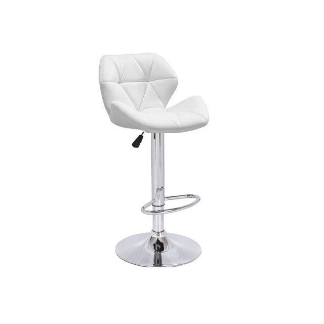 Taburete ORLANDO (L), cromado, similpiel blanca