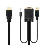 Nanocable - Cable Conversor HDMI a VGA+Audio+USB, 1.8 m, Negro